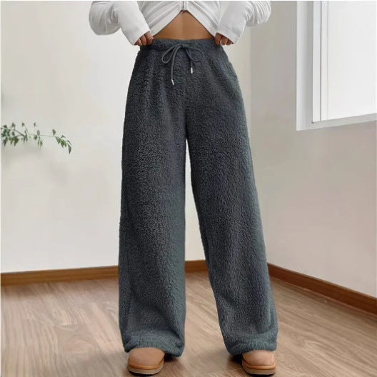 Damen Plüschstoff Freizeithose Drune