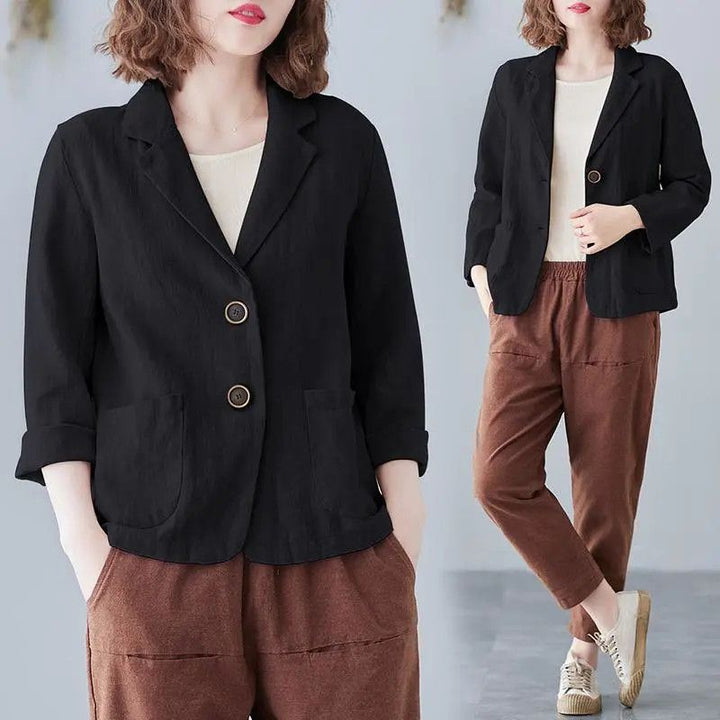 Damen lässiger blazer mit modischen Kontrastknöpfen Drune