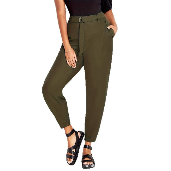 Drune | elegante High-Waist Chinohose mit Gürtel