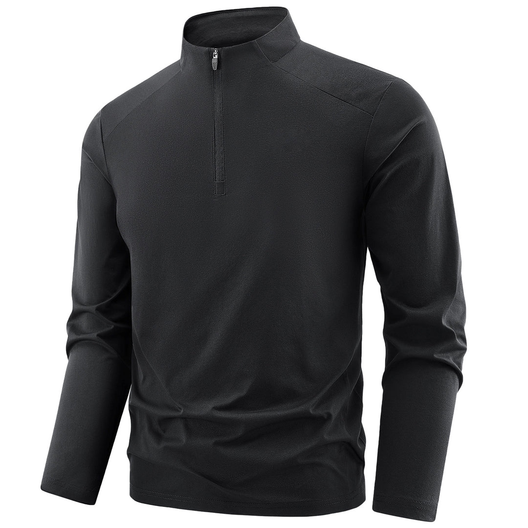 Herren Langarm-Performance-Halbzip-Trainingsshirt mit Stehkragen und atmungsaktivem Funktionsmaterial Drune