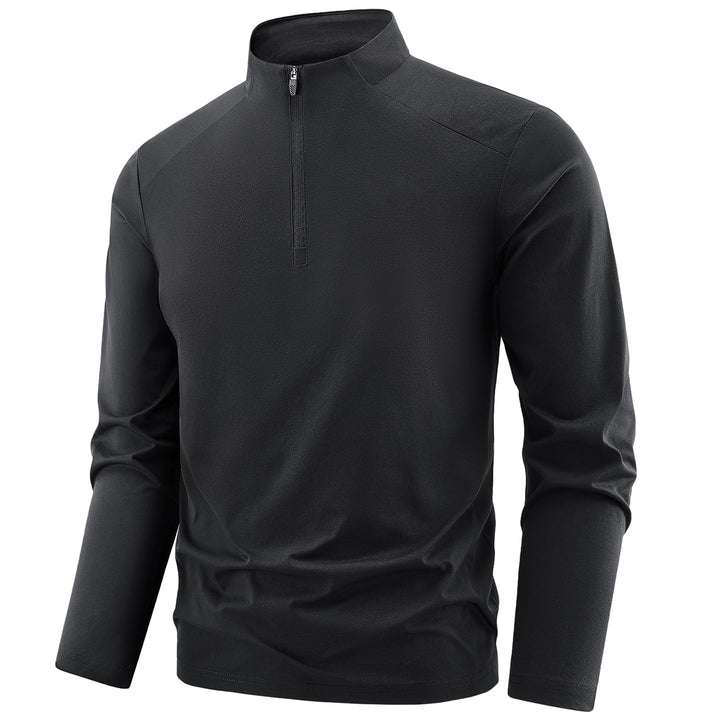 Herren Langarm-Performance-Halbzip-Trainingsshirt mit Stehkragen und atmungsaktivem Funktionsmaterial Drune