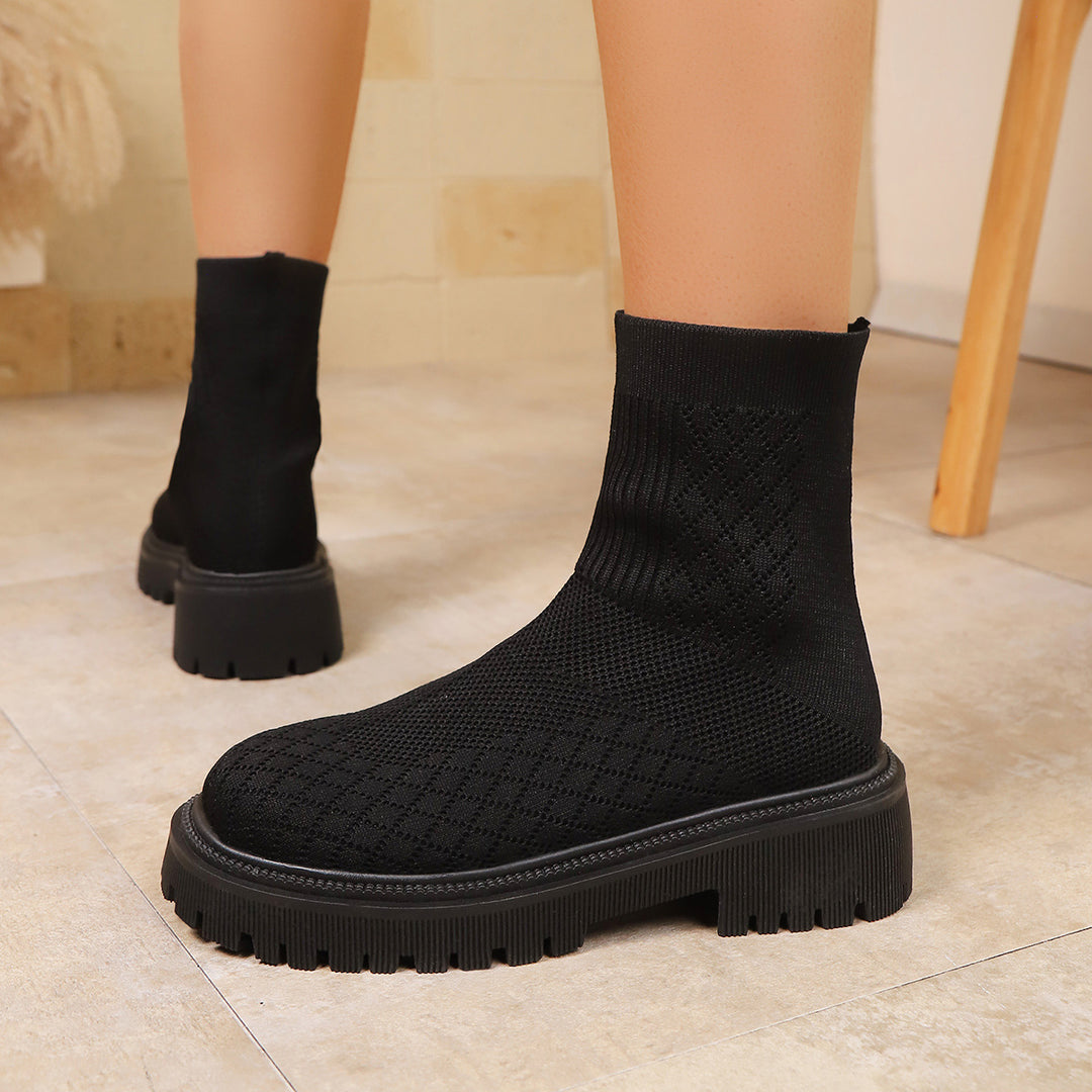 Damen Sportliche High-Top Stiefeletten Drune