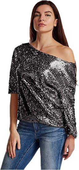 Damen Glitzernde Pailletten-Bluse Drune