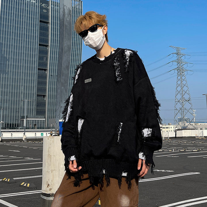 Herren Lässiger Grobstrickpullover mit distressed Optik Drune