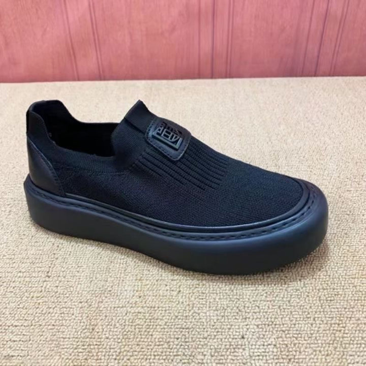 Herren Strick-Slip-on-Sneaker mit elastischem Schaft und dicker Plateau-Sohle Drune