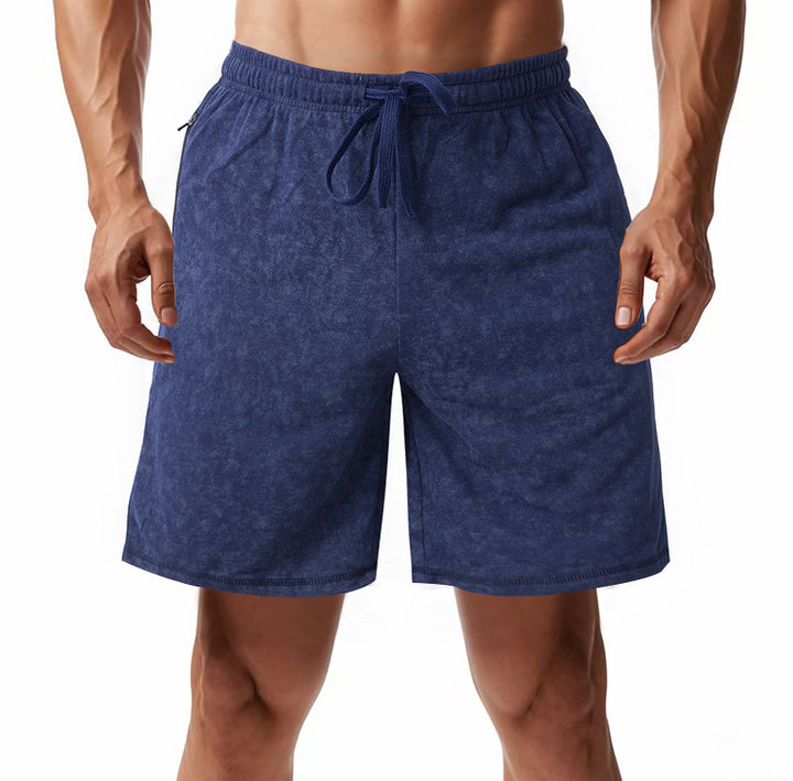 Herren nan locker geschnittene Frottee-Shorts mit elastischem Bund Kordelzug und seitlichen Eingrifftaschen Drune