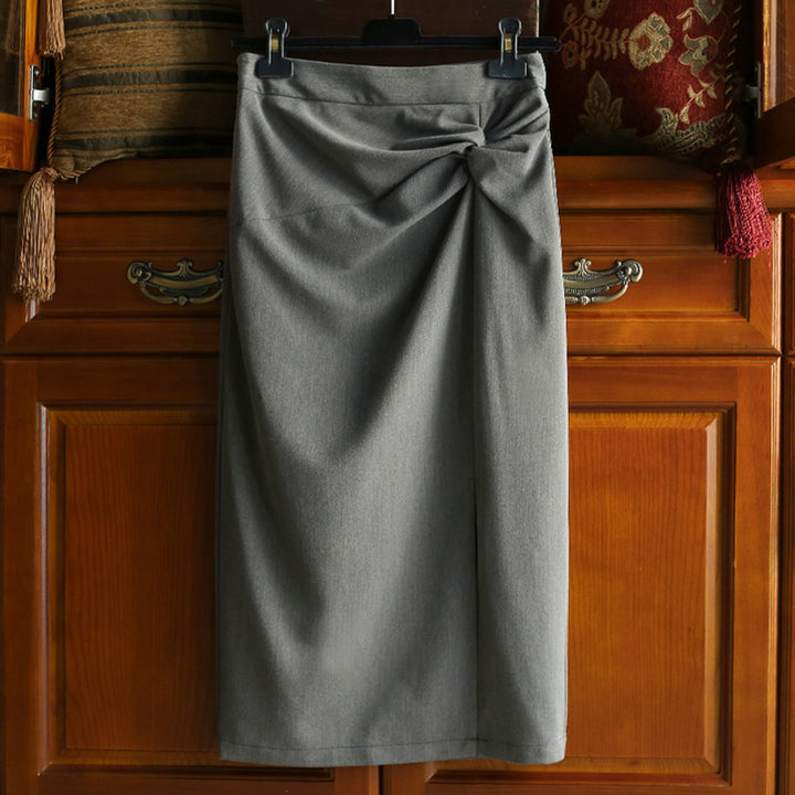 Damen Eleganter Wickelrock mit Knotendetail Drune