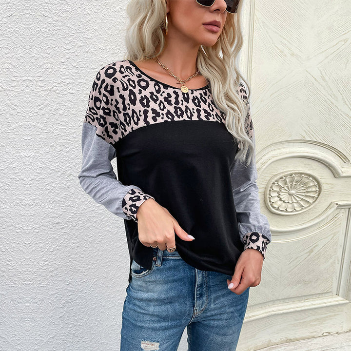 Damen Lässiges Jersey-Longsleeve mit Leo‑Yoke, melierten Ärmeln und lockerer Passform Drune