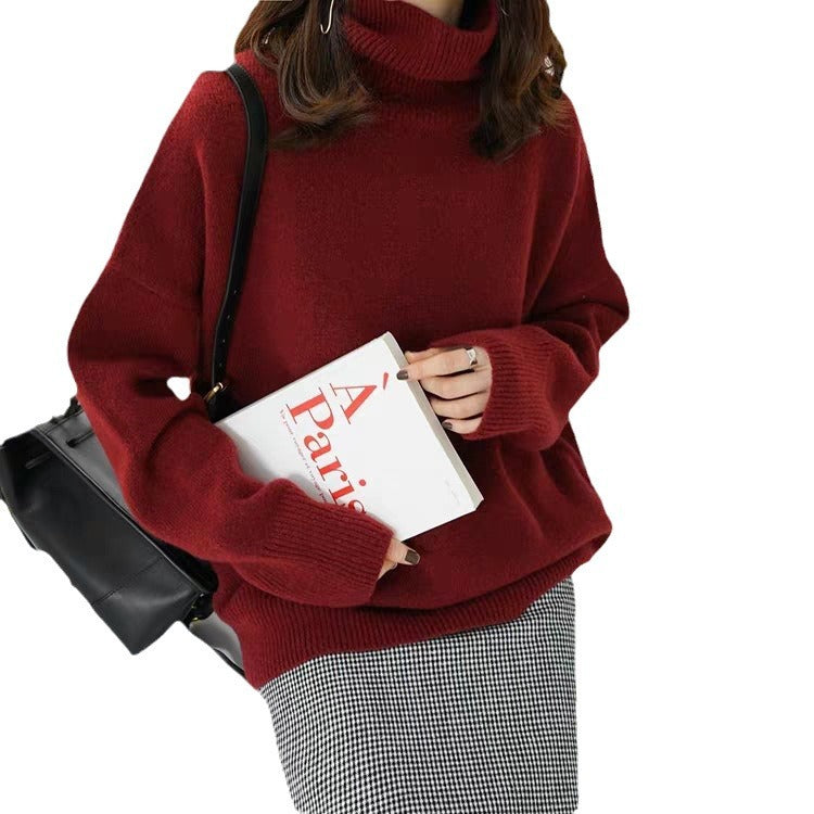Damen kuscheliger Rollkragenpullover aus hochwertiger Wolle Drune