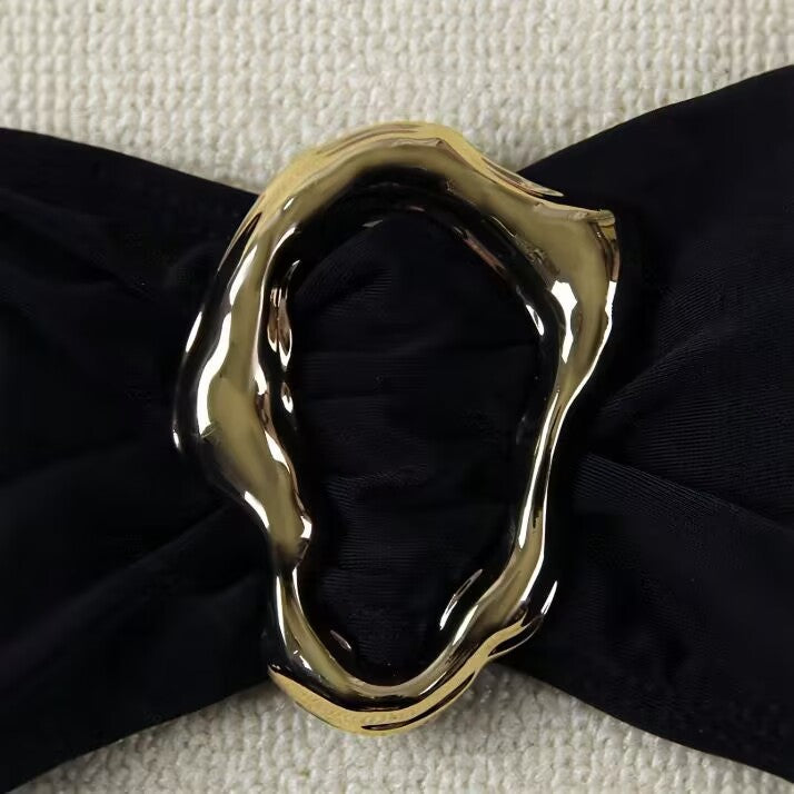 Damen Bikini-Set mit elegantem Knoten und goldener Akzentverzierung Drune