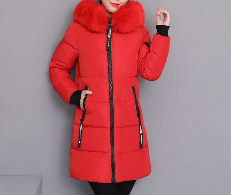 Damen Langärmeliges Steppjacke mit abnehmbarem Kunstfellkragen Drune