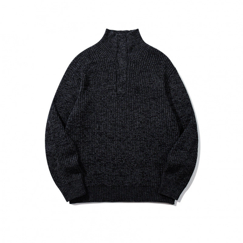 Unisex Grobgestrickter Halfzip-Pullover mit Stehkragen und markanter Rippenstruktur Drune