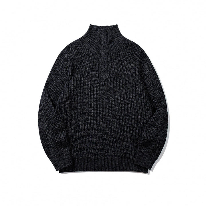 Unisex Grobgestrickter Halfzip-Pullover mit Stehkragen und markanter Rippenstruktur Drune
