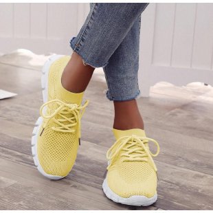 Damen nan leichte Strick-Sneaker mit sockenhaftem Schaft, atmungsaktivem Mesh-Obermaterial und flexibler Gummiprofilsohle Drune