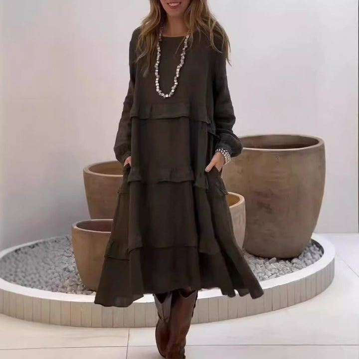 Drune | Rüschengerundhalslangärmeliges Kleid