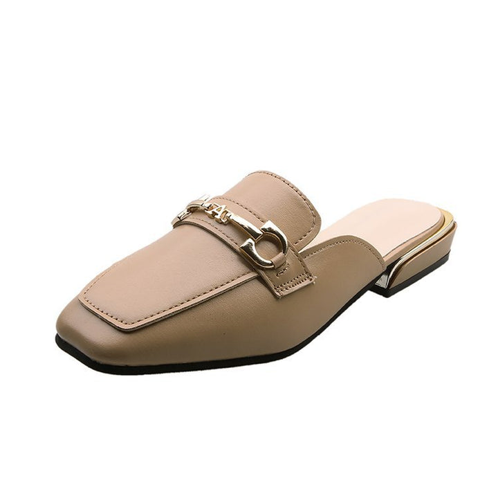 Damen Modische Mules mit elegantem Ledermaterial und schickem Schnallenakzent Drune