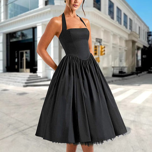 Damen Vintage Abschlussballkleid mit schulterfreiem Design und voluminösem Rock Drune