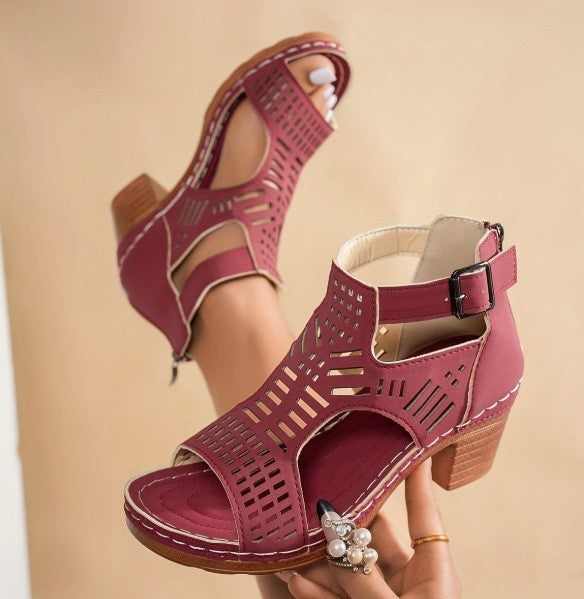 Damen Sandalen mit modischem Schnitt und bequemem Blockabsatz Drune