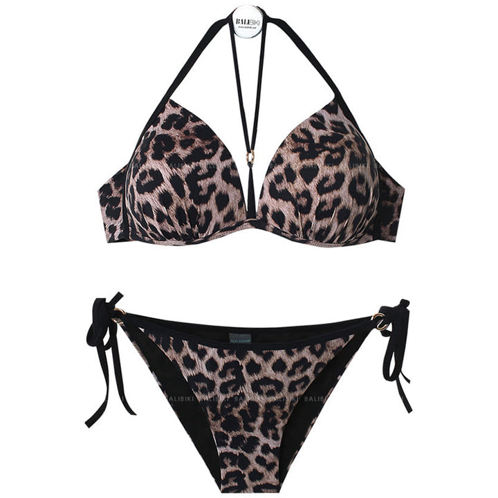 Damen Bikini-Set mit modischem Leopardenmuster und verstellbaren Trägern Drune
