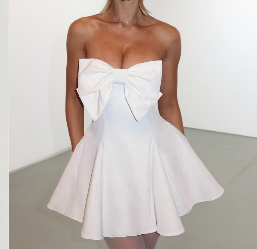 Damen Verspielt geschnittenes Minikleid mit großen Schleifen-Details Drune