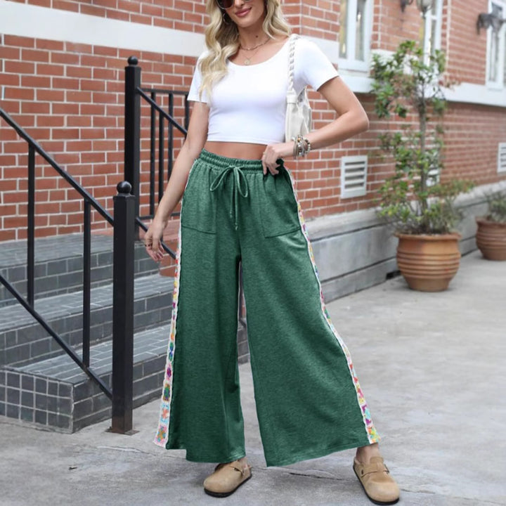 Damen Weite Freizeithose mit buntem Seitenstreifen Drune
