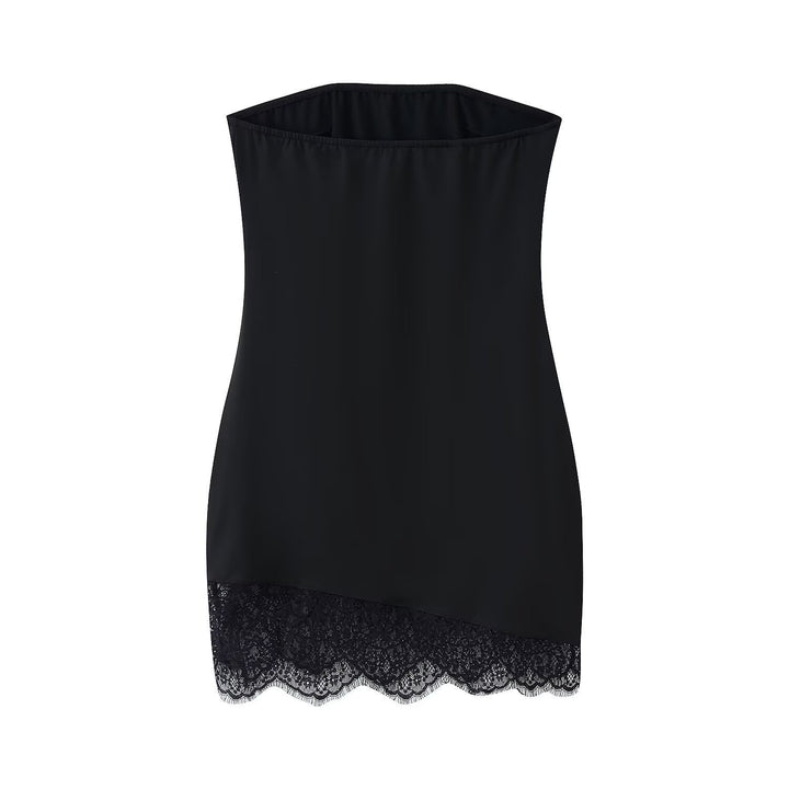 Damen Spitzen-Hängerchenkleid mit elegantem Rückenausschnitt und charmantem Saum Drune