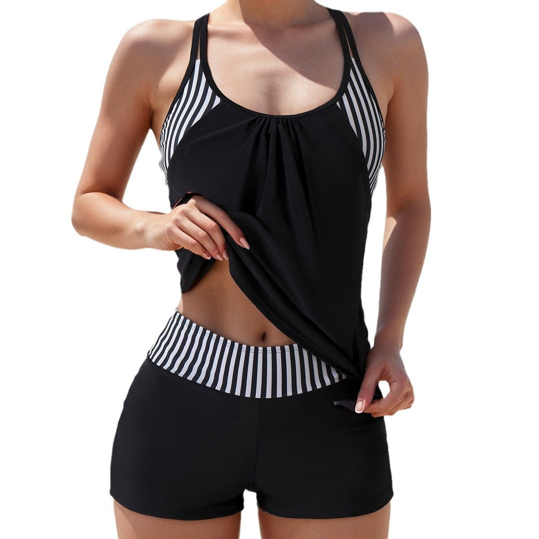 Damen Sportliches Tankini-Set mit modischem Streifenmuster Drune