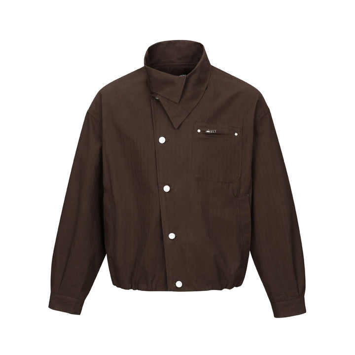 Herren Kurz geschnittener Canvas‑Blouson mit hohem Stehkragen und Druckknopfleiste Drune