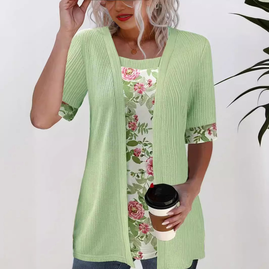 Damen lässige Cardigan mit floralem Innenfutter Drune