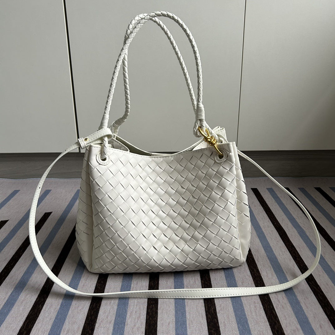 Damen Woven Leather Tote Bag mit verstellbarem Schultergurt Drune