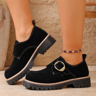 Damen Chunky Loafer im Mokassin‑Stil mit großer Zierschließe, Velours‑Optik und profilierter Gummisohle Drune