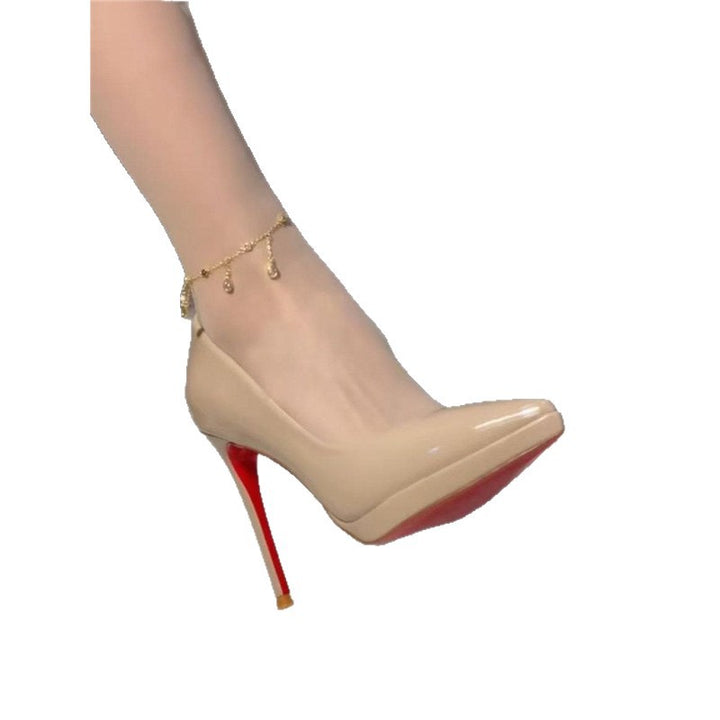 Damen Elegante spitz zulaufende Lackoptik‑Pumps mit extrahohem Stiletto und geformter Absatzkontur Drune