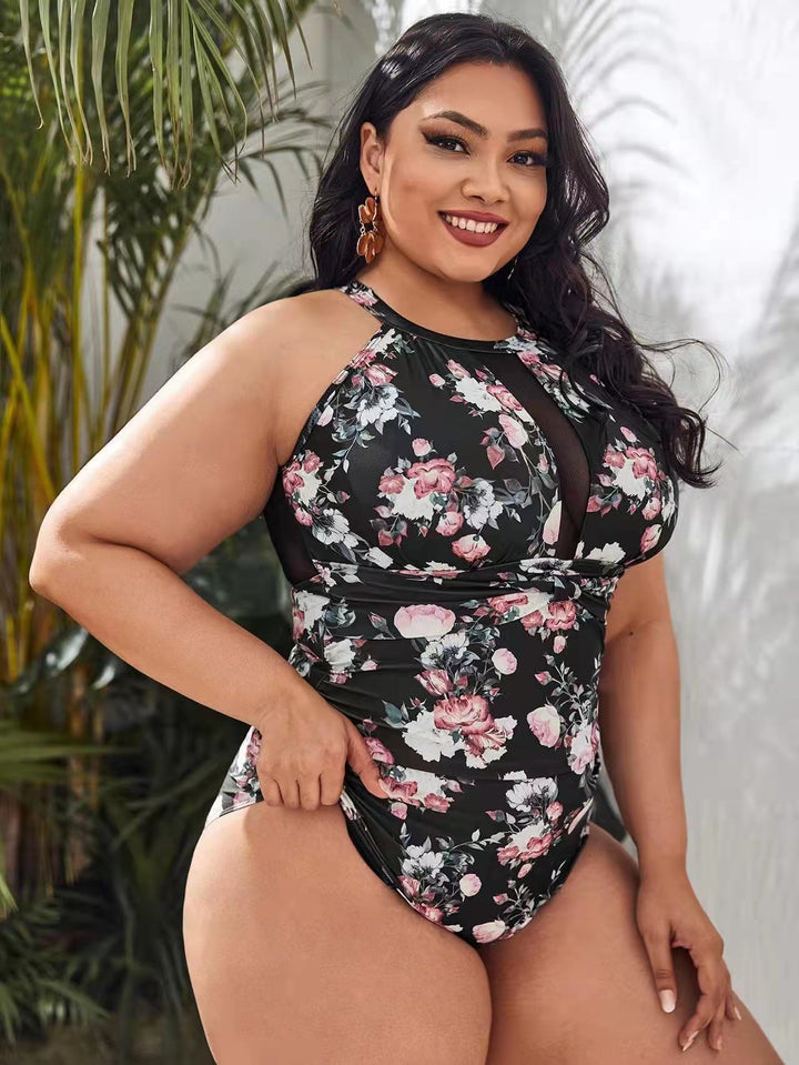 Damen Sportliches Badeanzug-Set mit luftiger Oberteile Drune