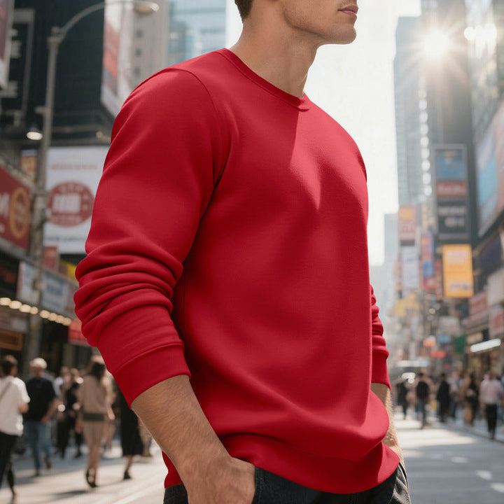 Herren lässiger Rundhals-Sweatshirt aus hochwertigem Baumwollmix mit strukturiertem Material Drune