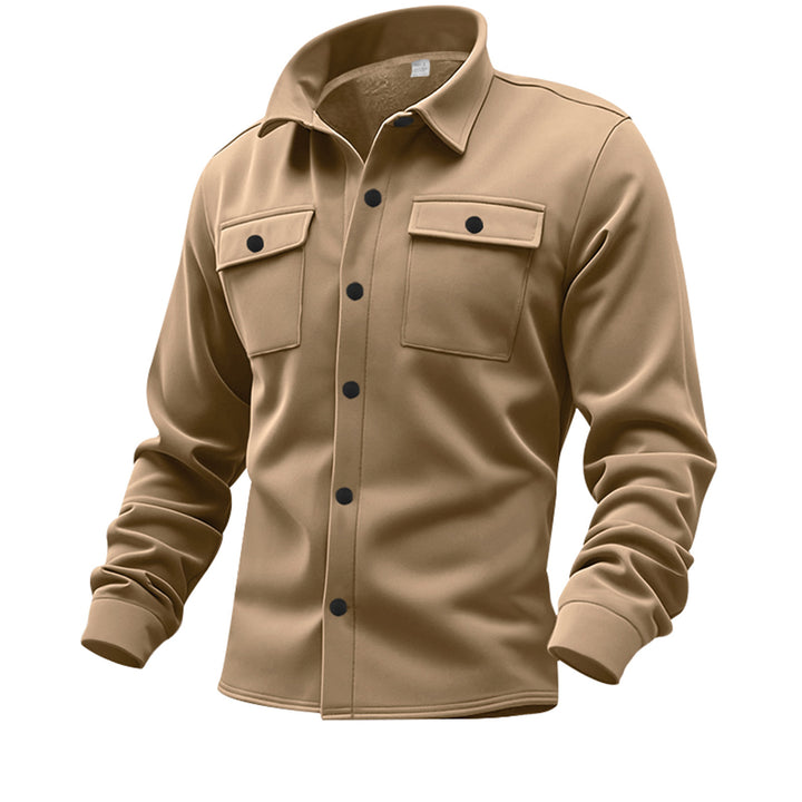 Herren nan Twill-Overshirt mit Hemdkragen, aufgesetzten Brustklappen und geradem Saum Drune
