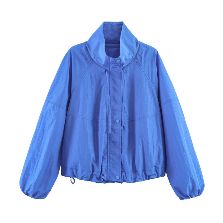 Damen Leichte Windbreakerjacke mit hohem Stehkragen, Tunnelzugsaum und Raglanärmeln Drune