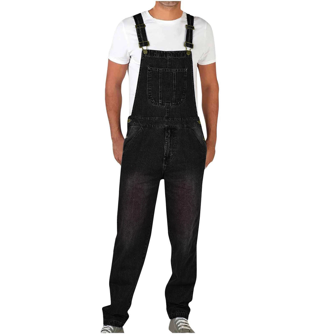 Herren Jeans Latzhose mit Taschen und verstellbaren Trägern