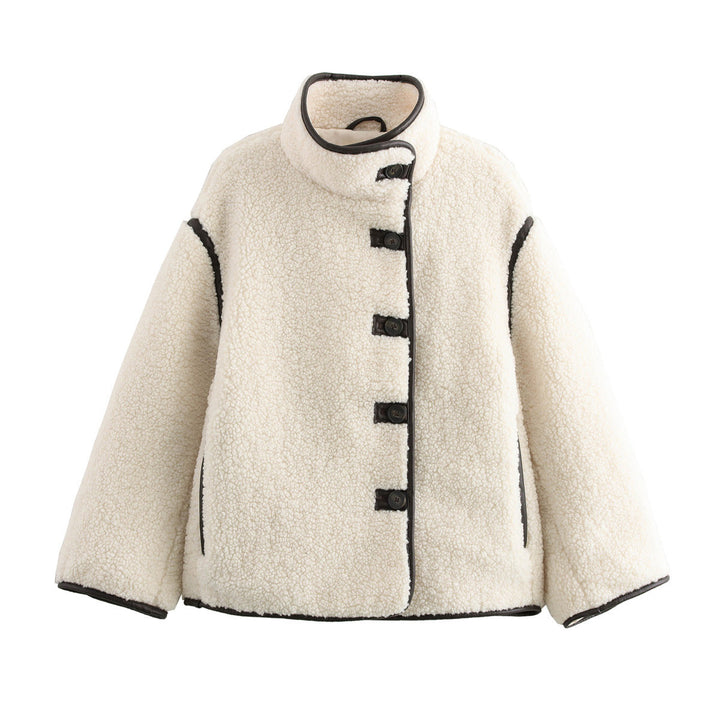 Drune | Lässiger Langarm Teddy Fleece Mantel