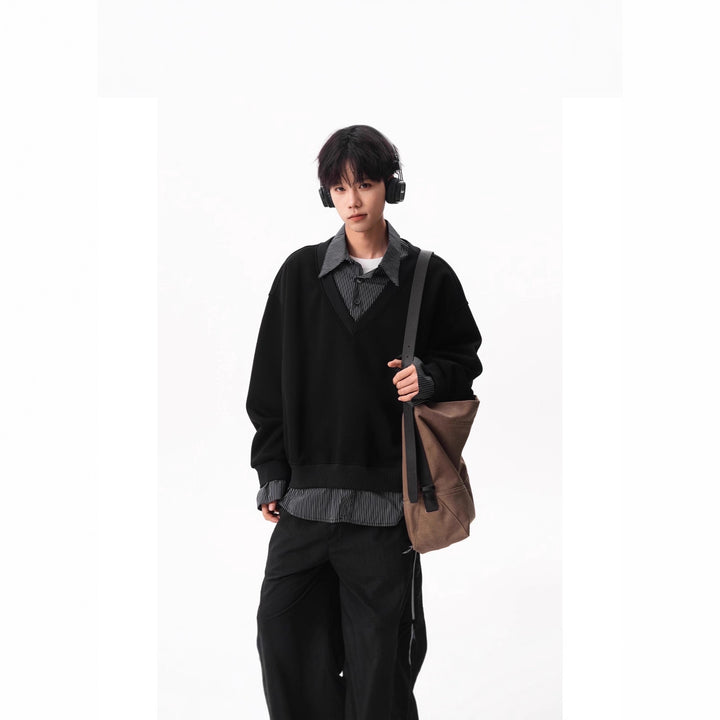 Herren Lässiger V-Neck Pullover Drune