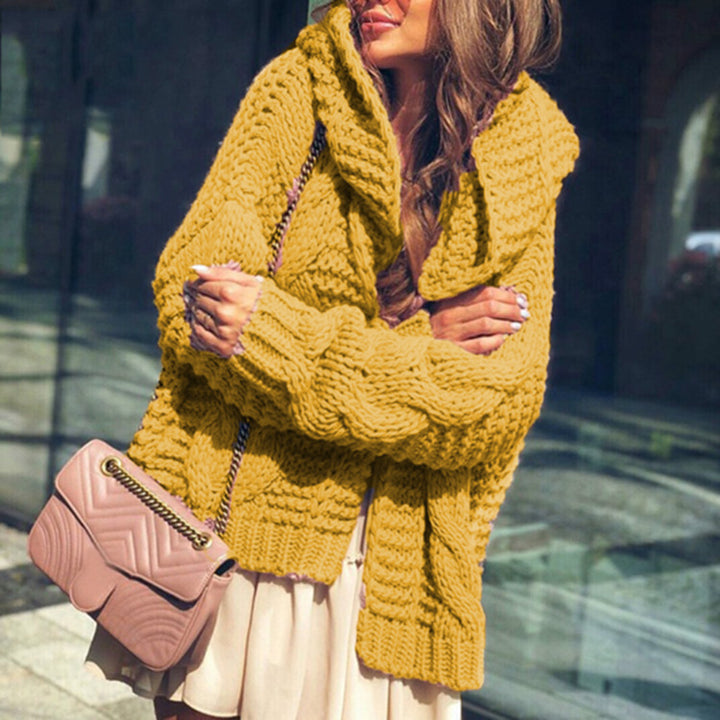 Damen Grober Strickcardigan mit asymmetrischem Schnitt und oversized Ärmeln Drune