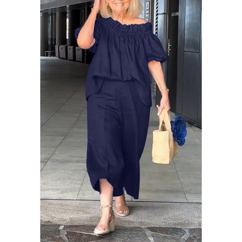 Damen luftige Sommerbluse mit off-shoulder Design und lässigen Ärmeln Drune