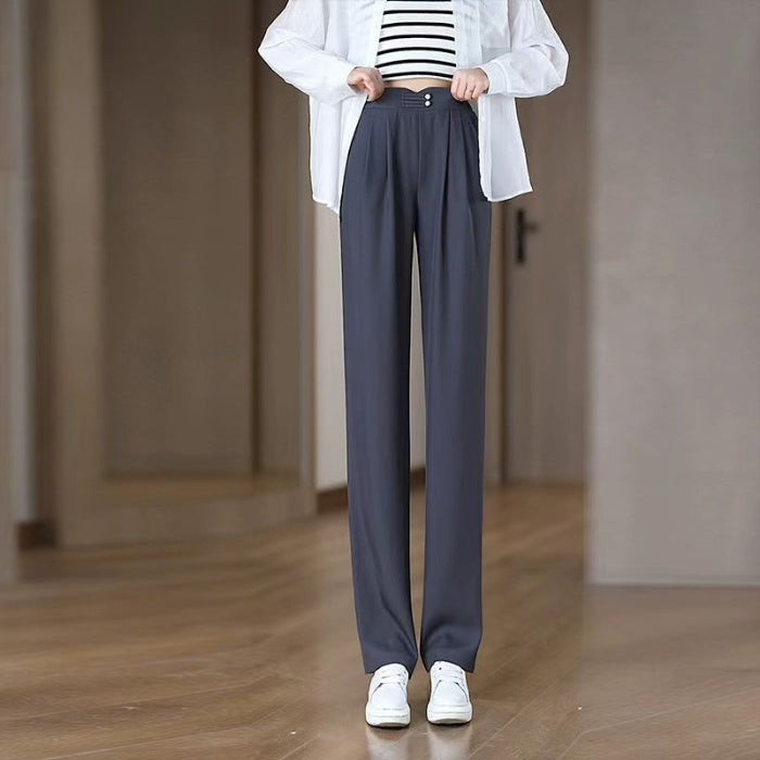 Damen Fließende Hochbundhose mit eleganten Falten Drune