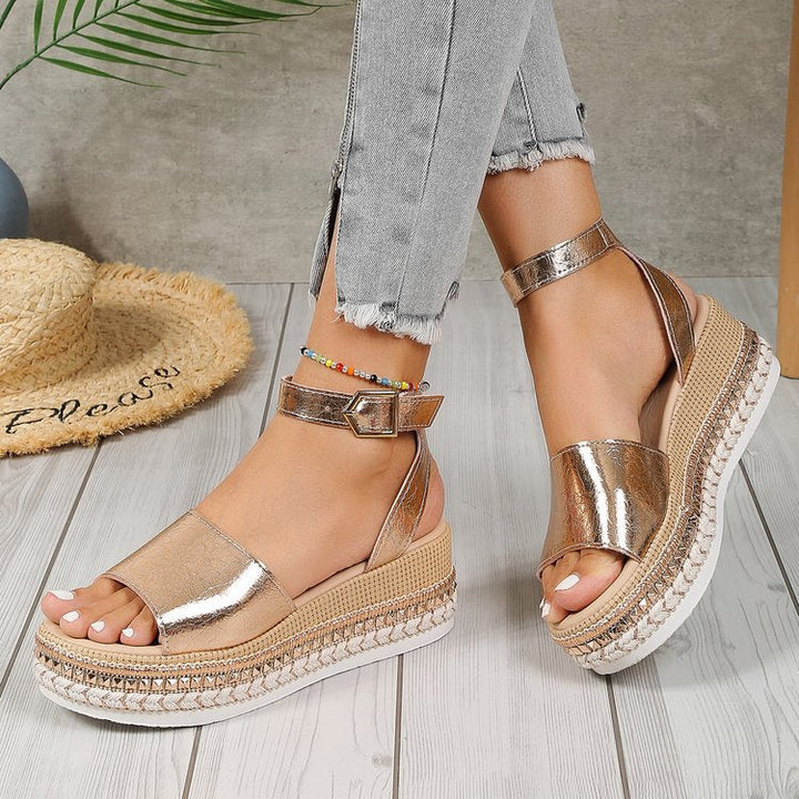 Damen Glitzernde Plateau-Sandalen Drune