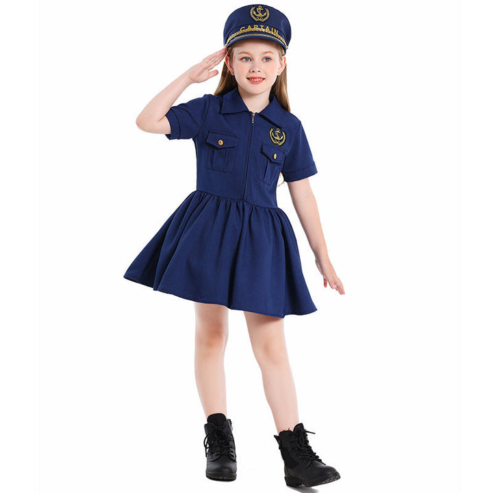 Mädchen Polizeikostüm mit Kleid und Mütze Drune