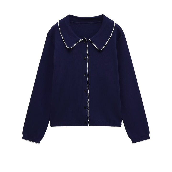 Damen Strickjacke mit dekorativem Kragen und Knopfverschluss Drune