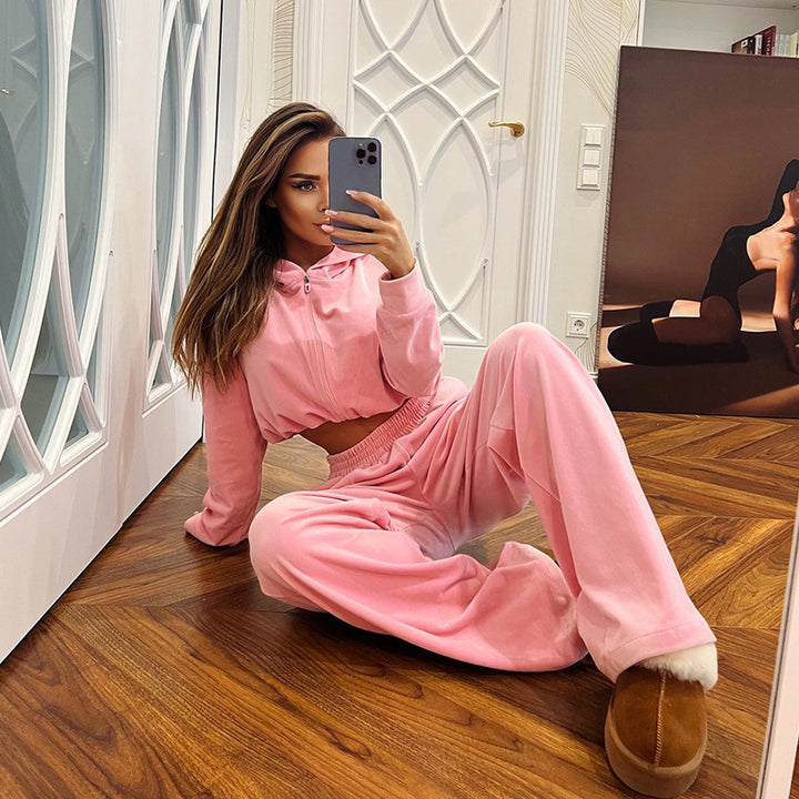 Damen lässiger Jumpsuit mit cropped Oberteil und weitem Bein Drune