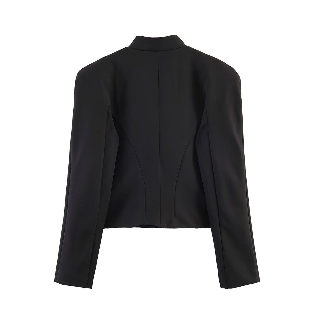 Damen Kurzgeschnittener militärinspirierter Blazer mit Stehkragen und Zierkordel-Front Drune