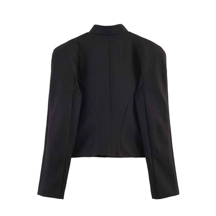 Damen Kurzgeschnittener militärinspirierter Blazer mit Stehkragen und Zierkordel-Front Drune