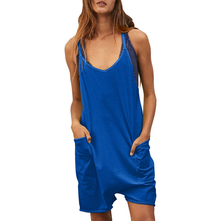 Damen komfortabler Overall mit tiefem Ausschnitt und praktischen Taschen Drune