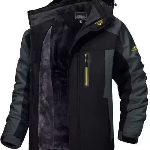 Herren Trekkingparka mit warmem Teddyfutter, abnehmbarer Kapuze und wasserdichter Softshell-Außenschicht Drune